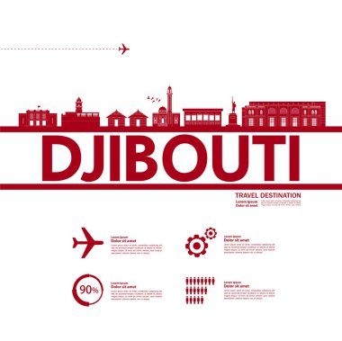 Cibuti seyahat hedefi büyük vektör çizimi. 