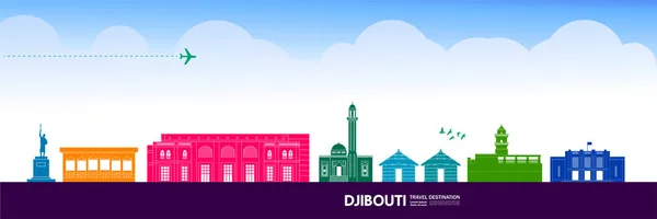 Djibouti Destination Voyage Illustration Grand Vecteur — Image vectorielle