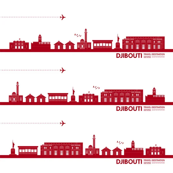 Cibuti seyahat hedefi büyük vektör çizimi. 