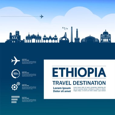 Etiyopya seyahat hedefi büyük vektör çizimi. 