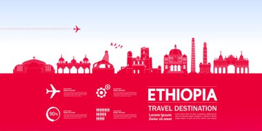 Etiyopya seyahat hedefi büyük vektör çizimi. 