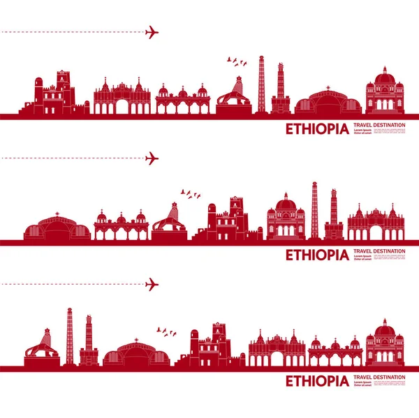 Etiopia Destinazione Viaggio Grand Vector Illustrazione — Vettoriale Stock