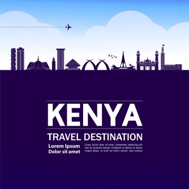 Kenya seyahat hedef büyük vektör çizimi. 