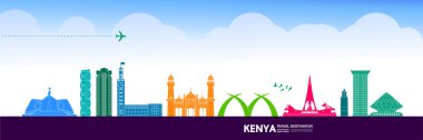 Kenya seyahat hedef büyük vektör çizimi. 