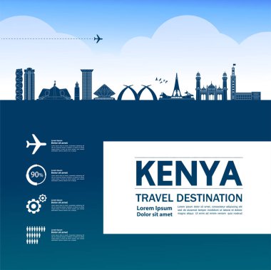 Kenya seyahat hedef büyük vektör çizimi. 