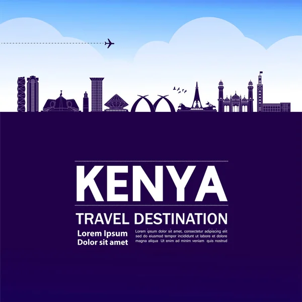 Kenia Viaje Destino Gran Vector Ilustración — Vector de stock