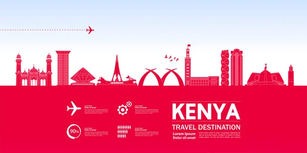 Kenia Viaje Destino Gran Vector Ilustración — Vector de stock