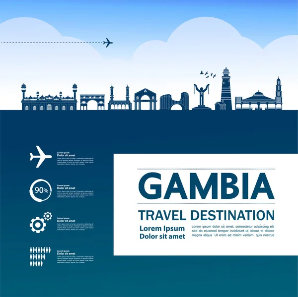 Gambia Viaje Destino Gran Vector Ilustración — Archivo Imágenes Vectoriales