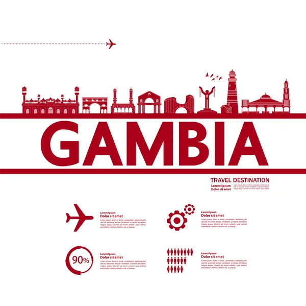 Gambia Destinazione Viaggio Grand Vector Illustrazione — Vettoriale Stock