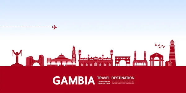 Большая Векторная Иллюстрация Путешествия Гамбии — стоковый вектор
