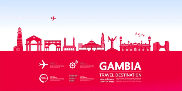 Gambia Viaje Destino Gran Vector Ilustración — Vector de stock