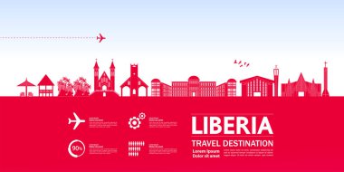 Liberya seyahatinin varış noktası büyük vektör çizimi. 