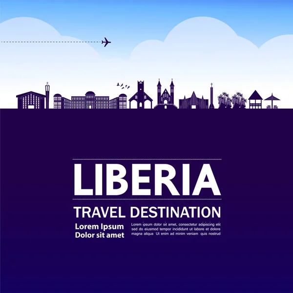 Liberia Viaje Destino Gran Vector Ilustración — Vector de stock