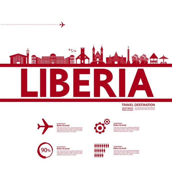 Liberya Seyahatinin Varış Noktası Büyük Vektör Çizimi — Stok Vektör