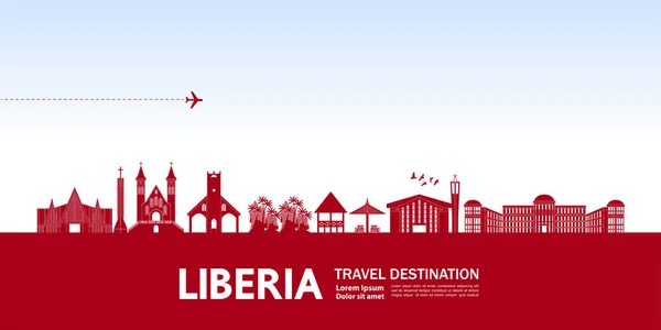 Liberia Viaje Destino Gran Vector Ilustración — Vector de stock