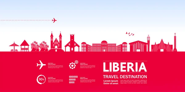 Illustration Grand Vecteur Destination Voyage Libéria — Image vectorielle