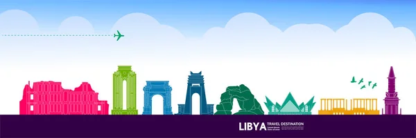 Libia Viaje Destino Gran Vector Ilustración — Archivo Imágenes Vectoriales