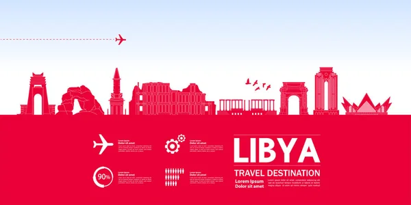 Ilustrasi Grand Vektor Tujuan Perjalanan Libya - Stok Vektor