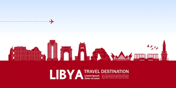 Libye Destination Voyage Illustration Grand Vecteur — Image vectorielle