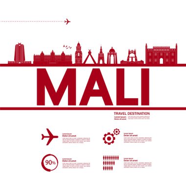Mali seyahat hedefi büyük vektör çizimi. 