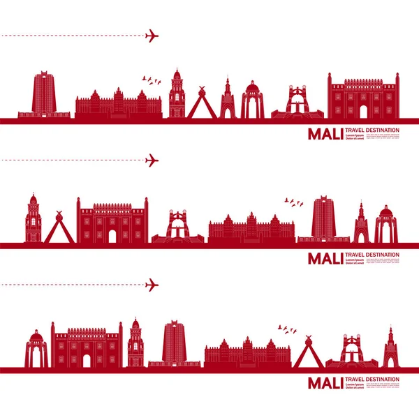 Mali Destinazione Viaggio Grand Vector Illustrazione — Vettoriale Stock