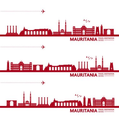 Moritanya seyahatinin varış noktası büyük vektör çizimi. 