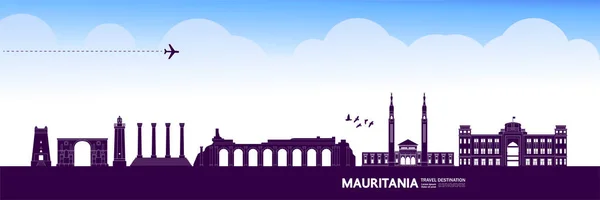 Mauritânia Viagem Destino Grande Vetor Ilustração — Vetor de Stock