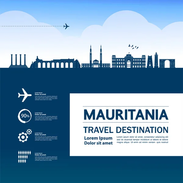 Mauritania Viaje Destino Gran Vector Ilustración — Vector de stock