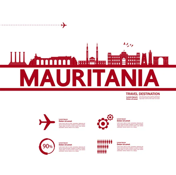 Mauritania Viaje Destino Gran Vector Ilustración — Vector de stock