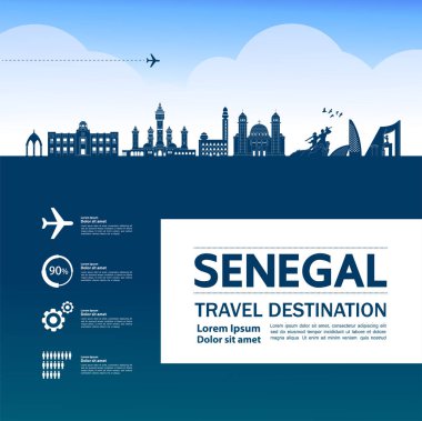 Senegal seyahat varış noktası büyük vektör çizimi. 