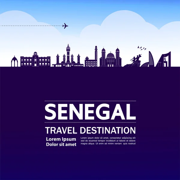 Senegal Destinație Călătorie Mare Ilustrație Vectorială — Vector de stoc