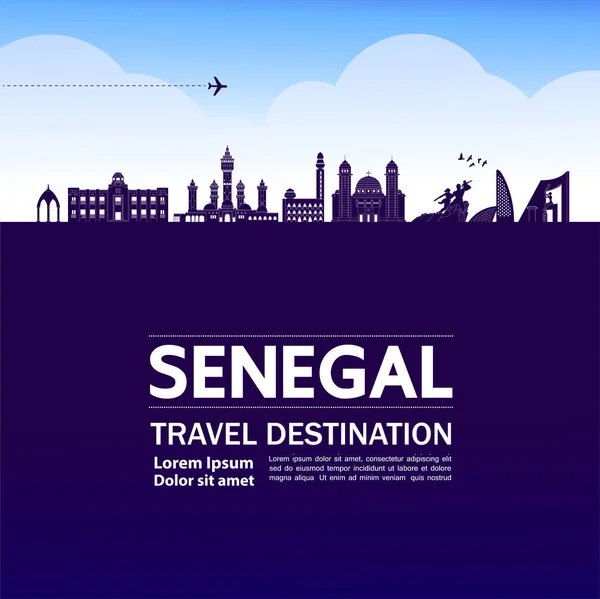 Senegal Viaje Destino Gran Vector Ilustración — Vector de stock