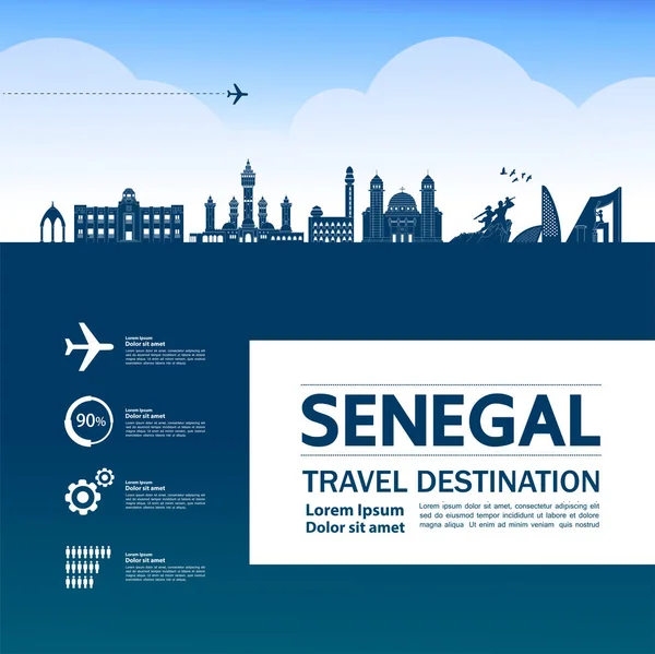 Senegal Viaje Destino Gran Vector Ilustración — Vector de stock