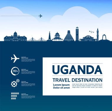 Uganda seyahat hedefi büyük vektör çizimi. 