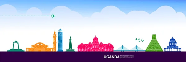 Uganda Viagem Destino Grande Vetor Ilustração —  Vetores de Stock