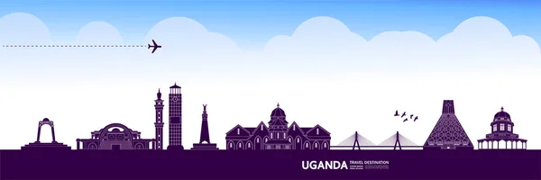Ouganda Destination Voyage Illustration Grand Vecteur — Image vectorielle