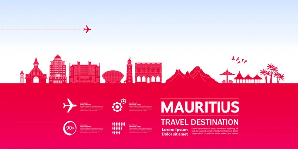 Ilustrasi Grand Vektor Tujuan Perjalanan Mauritius - Stok Vektor