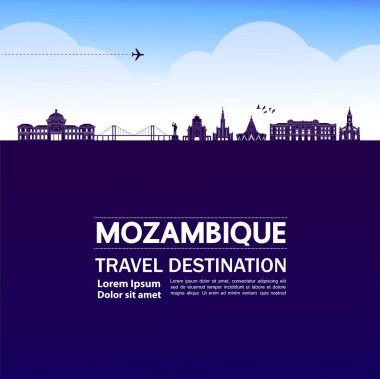Mozambik seyahat hedefi büyük vektör çizimi. 