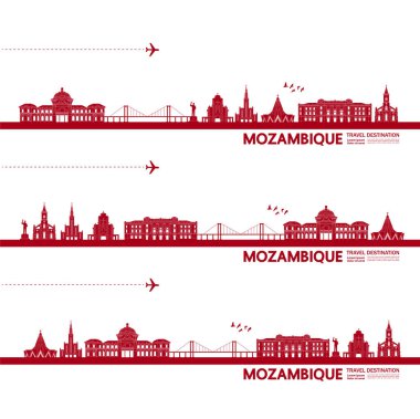 Mozambik seyahat hedefi büyük vektör çizimi. 