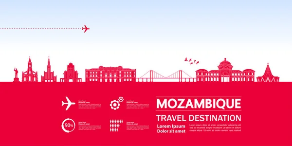 Mozambique Travel Destination Grand Vector Illustration — Stockvektor