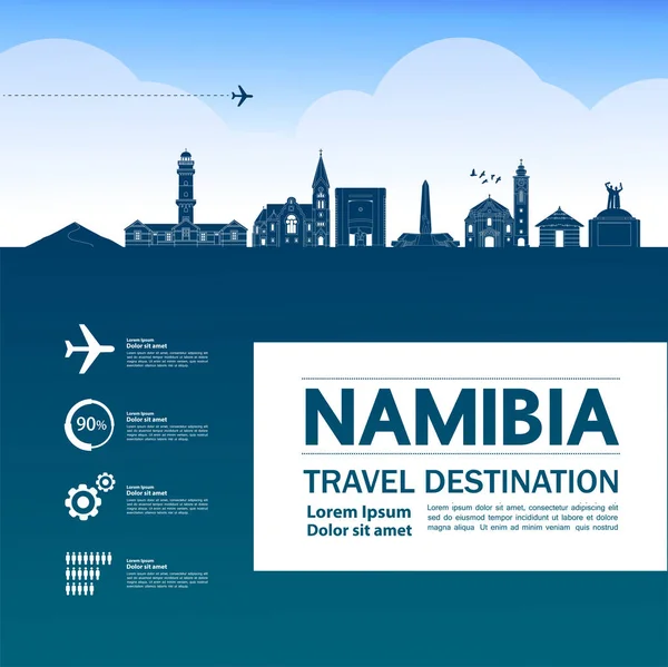 纳米比亚旅行目的地大矢量说明 — 图库矢量图片
