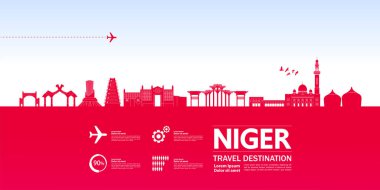 Nijer seyahatinin varış noktası büyük vektör çizimi. 