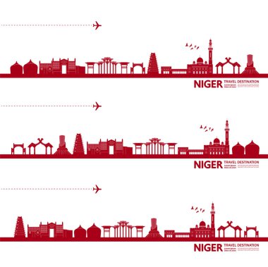 Nijer seyahatinin varış noktası büyük vektör çizimi. 