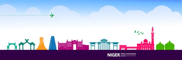 Niger Travel Destination Grand Vector Illustration — стоковий вектор