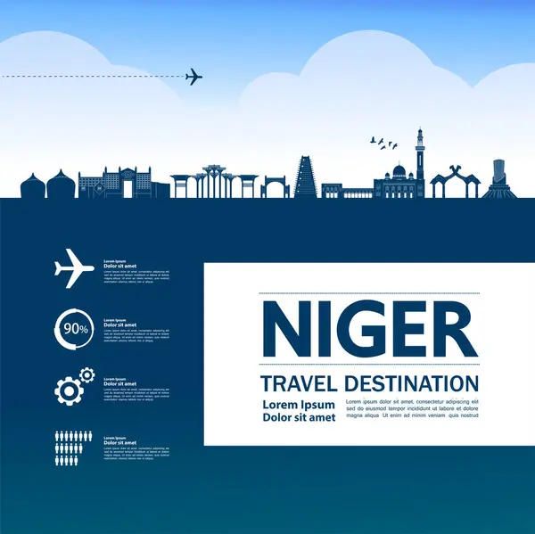 Níger Viaje Destino Gran Vector Ilustración — Vector de stock