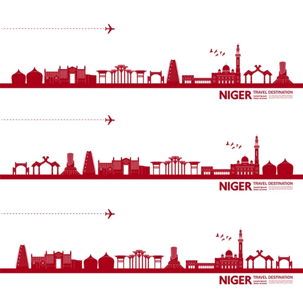 Níger Viaje Destino Gran Vector Ilustración — Vector de stock