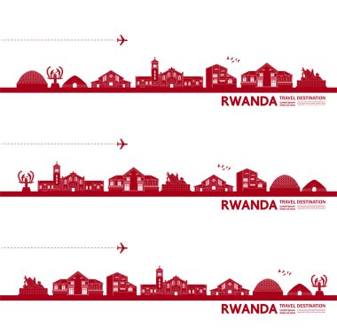 Ruanda seyahatinin varış noktası büyük vektör çizimi. 