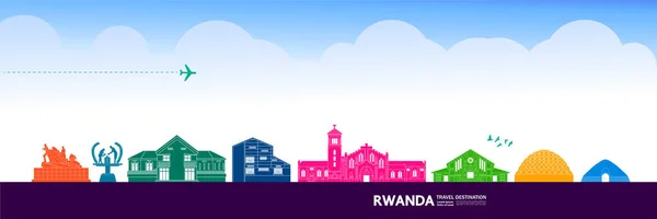 Rwanda Cestování Cíl Velký Vektor Ilustrace — Stockový vektor