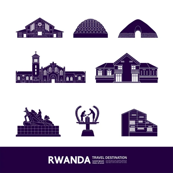 Ruanda Viaje Destino Gran Vector Ilustración — Vector de stock