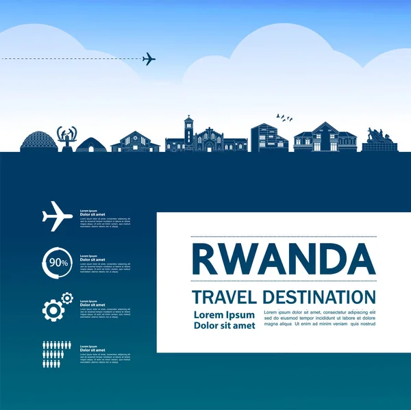 Rwanda Travel Destination Grand Vector Illustration — Stock Vector